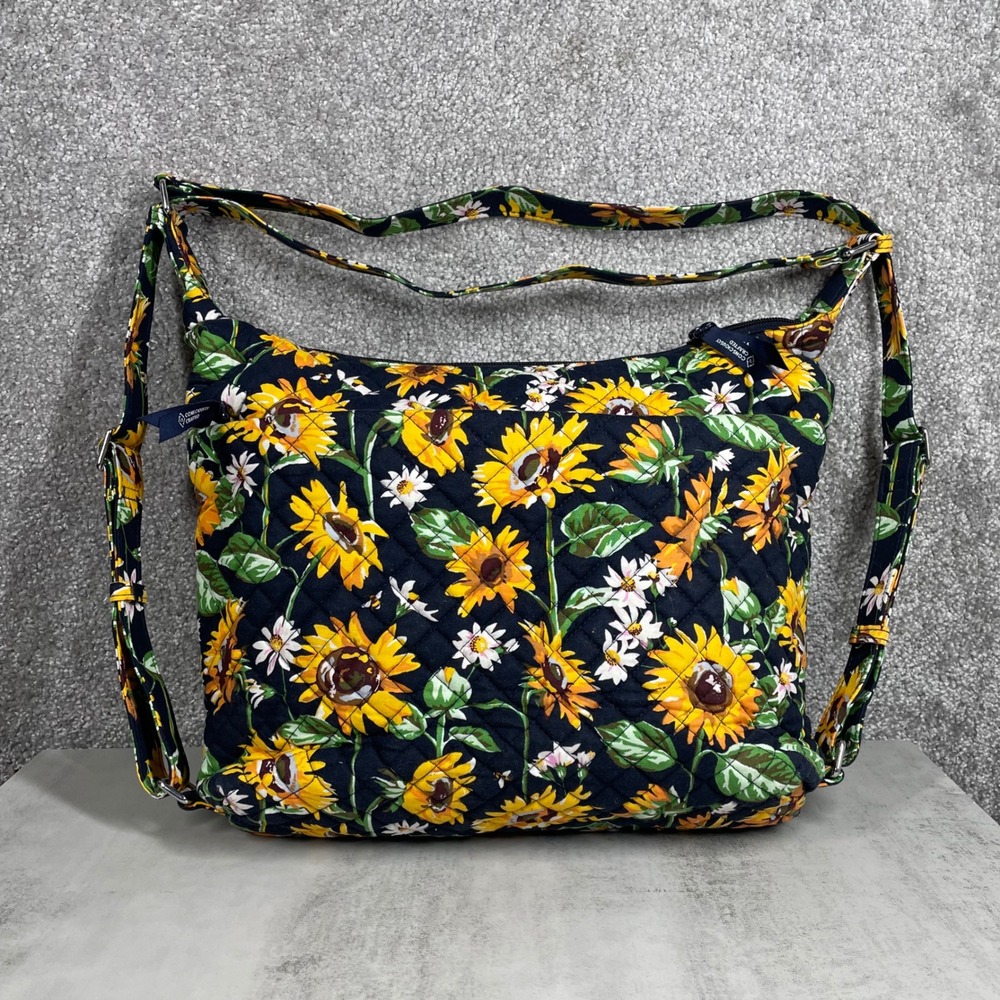 Vera Bradley Convertible Backpack Women Sunflowers Navy Quilted Bag Floral Boho